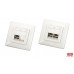 Tomada de Parede Rede OEM FE#2201: 2x RJ45, Cat 5e, STP DUAL+, Branca Tomada de Parede Rede OEM FE#2201: 2x RJ45, Cat 5e, STP DUAL+, Branca