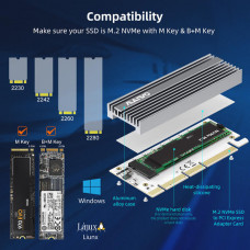Contr. PCIe x16 -  1x m.2 NVMe c/ Dissipador RGB