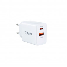 Carregador TooQ TQWC-2SC04WT: USB-C | USB-A 18W Branco, Carregamento Rápido