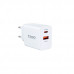 Carregador TooQ TQWC-2SC04WT: USB-C | USB-A 18W Branco, Carregamento Rápido