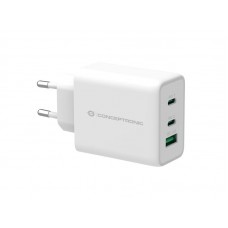 Carregador Conceptronic ALTHEA12W: 65W, Triplo USB, Carregamento Rápido, GaN Carregador Conceptronic ALTHEA12W: 65W, Triplo USB, Carregamento Rápido, GaN