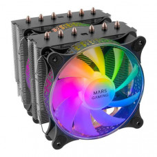 Cooler MARS GAMING MCPU-XT: Dupla Torre, 300W TDP, 2 Ventoinhas ARGB, 6 Heatpipes