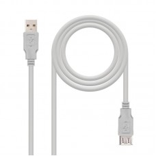 Cabo USB Nanocable 10.01.0203: 1.8m, USB-A Macho/Fêmea, Bege
