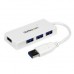 Portable 4 Port Mini USB 3.0 Hub - White