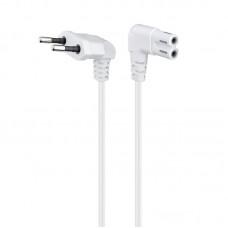 EWENT Cabo Alimentação Euro 90° para IEC C7 90°, 1.80m, branco