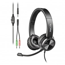 NGS - Auscultadores com fio, Jack 3,5MM & 1-2 Jack Adaptor Volume Control, Soft Earpads