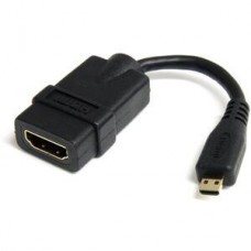 StarTech.com 5in High Speed HDMI Adapter Cable - HDMI to HDMI Micro - F/M - 5 inch Micro HDMI Adapter - HDMI Female to Micro HDMI Male (HDADFM5IN) - Adaptador HDMI - HDMI fêmea para 19 pin micro HDMI Type D macho - 1.2 cm - blindado - preto - para P/