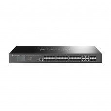 TP-LINK - JetStream 24-Port SFP L2+ Managed Switch with 4 10GE SFP+ Slots, Port: 20× Gigabit SFP Ports, 4× Gigabit SFP/RJ45 Combo Ports, 4× 10G SFP+ Slots, RJ45/Micro-USB Console Port