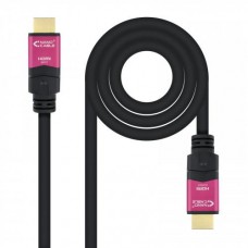 Cabo HDMI Nanocable 15m, 4K@60Hz, 18Gbps, com Repetidor, Preto/Rosa