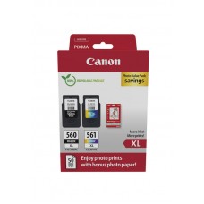 Canon CRG PG-560XL/CL-561XL PHOTO VALUE - 4x6 Photo Paper (GP-501 50sheets) + XL Black & XL Colour Cartridges Canon CRG PG-560XL/CL-561XL PHOTO VALUE - 4x6 Photo Paper (GP-501 50sheets) + XL Black & XL Colour Cartridges