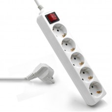 EWENT Tomada múltipla de 5 entradas com interruptor luminoso, cabo 1.5m