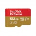 Cartão de Memória Sandisk Extreme microSDXC - 512GB, 190/130 MB/s, A2, C10, V30, UHS-I, U3