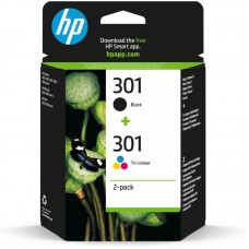 Cartucho de Tinta HP 301 Multipack Preto e Tricromático Original - N9J72AE