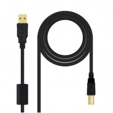 Cabo Nanocable USB 2.0 para Impressora com Ferrita, 5m, Macho/Macho, Preto Cabo Nanocable USB 2.0 para Impressora com Ferrita, 5m, Macho/Macho, Preto