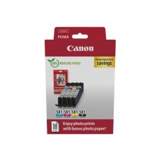 Pack CANON CLI-581 - 4 Cartuchos de Tinta + Papel Fotográfico