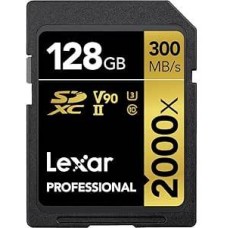 Cartão Lexar Professional 2000x SDXC 128GB UHS-II - 300MB/s leitura, 260MB/s escrita, C10, V90, U3