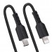 Usb C To Lightning Cable - 50cmcabl (20in) Coiled Cable Black