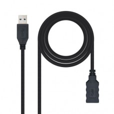 Cabo Nanocable USB 3.0: Tipo A Macho-Fêmea, 3m, Preto