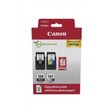 Canon CRG PG-560/CL-561 PVP - 4x6 Photo Paper (GP-501 50sheets) + Black & Colour Cartridges Canon CRG PG-560/CL-561 PVP - 4x6 Photo Paper (GP-501 50sheets) + Black & Colour Cartridges