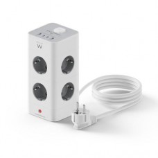 Extensão Ewent EW3864, 8 Tomadas AC + 4 USB, 2m, Cinza/Branco Extensão Ewent EW3864, 8 Tomadas AC + 4 USB, 2m, Cinza/Branco