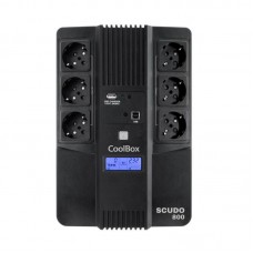 UPS Coolbox Scudo3 800VA, LCD, 6 Tomadas Schuko, 8 Minutos Autonomia