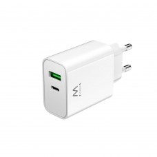 Carregador EWENT USB-C e USB QC3.0 30W Power Delivery Branco