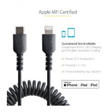 Usb C To Lightning Cable - 50cmcabl (20in) Coiled Cable Black