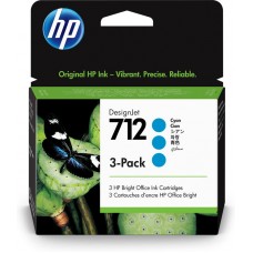 HP Paquete de 3 cartuchos de Tinta DesignJet 712 cian de 29 ml