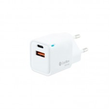 Cargador Coolbox 20W USB-C/USB-A, GaN, Parede/Viagem, COO-CUP-20CA