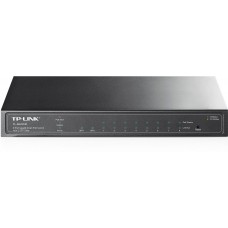 TP-LINK - JetStream 8-Port Gigabit Smart PoE+ Switch with 2 SFP Slots, Port: 8× Gigabit PoE Ports, 2× Gigabit SFP Slot, 802.3af/at, 58 W PoE Power, Desktop Steel Case