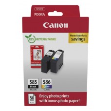 Canon - PG-585/CL-586 PHOTO VALUE - 4x6 Phot Paper(GP-501 50sheets) + Black & Colour Cartridges
