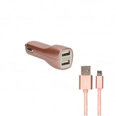 Carregador Ksix Metalizado 2x USB 2.1A + Cabo Micro-USB, Dourado Rosa Carregador Ksix Metalizado 2x USB 2.1A + Cabo Micro-USB, Dourado Rosa