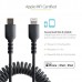 Usb C To Lightning Cable - 50cmcabl (20in) Coiled Cable Black