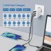Carregador Ewent EW1323, USB-C e USB-A, 65W, 3 Portas, Carga Rápida