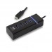 Hub USB Ewent EW1137, 4 Portas USB 3.1 Gen 1 (USB 3.0), Tipo-C, Preto, EW1137