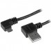 Cabo StarTech USB 2.0 Micro-USB, 2m, Angulado, Preto