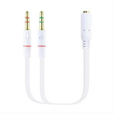 Cable Adaptador Audio Jack 3.5/M 4PIN-2XJACK 3.5/H 3PIN White 20CM
