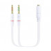 Cable Adaptador Audio Jack 3.5/M 4PIN-2XJACK 3.5/H 3PIN White 20CM